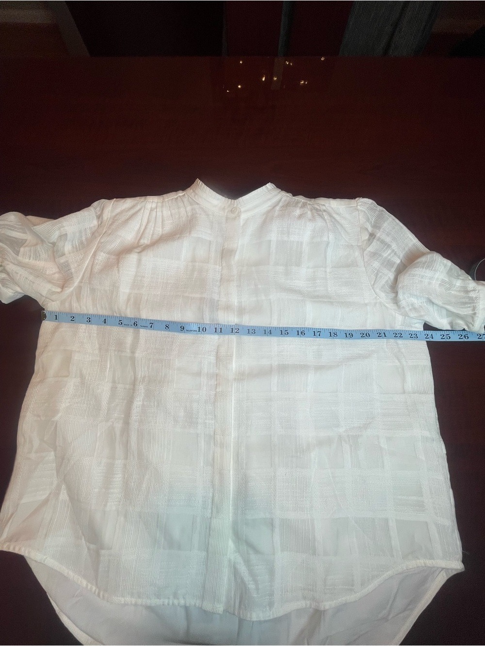 Rag & Bone White Jordan Plaid Short Sleeve Ruffle Collar Puff Blouse Top L NWT - Picture 5 of 10